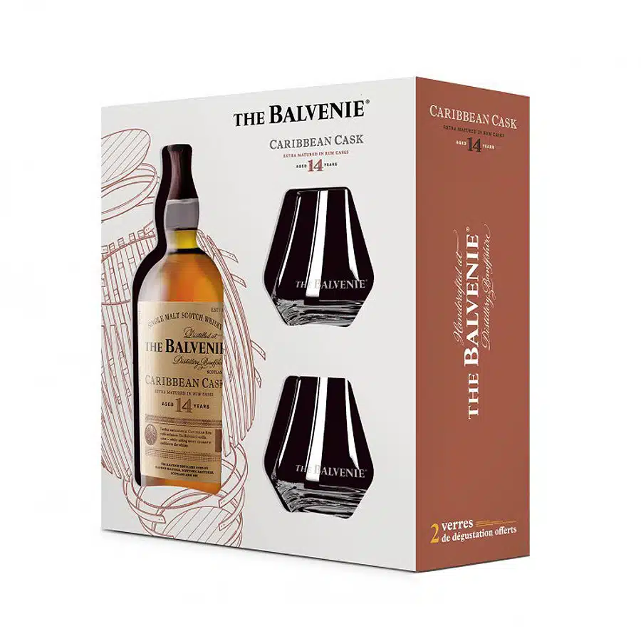 BALVENIE 14 YEARS MET 2 GLAZEN 0.70 LTR